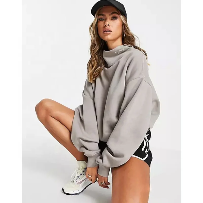 

Fall cotton hooded pullover sweatshirt causal oversized hoodie stand collar custom women's hoodies, Customized color