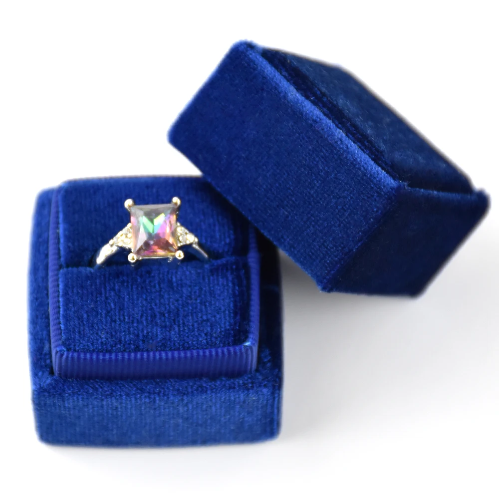 

Hot sale various color square wedding velvet jewelry ring suede boxes cajas para joyas anillos