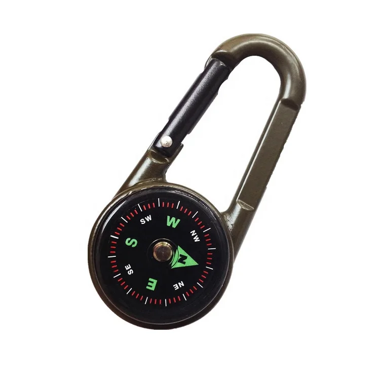 

High Quality Custom Engraved Logo Small Multitool Mini Carabiner Clip Compass Survival Keychain, Multi function survival multi tool compass
