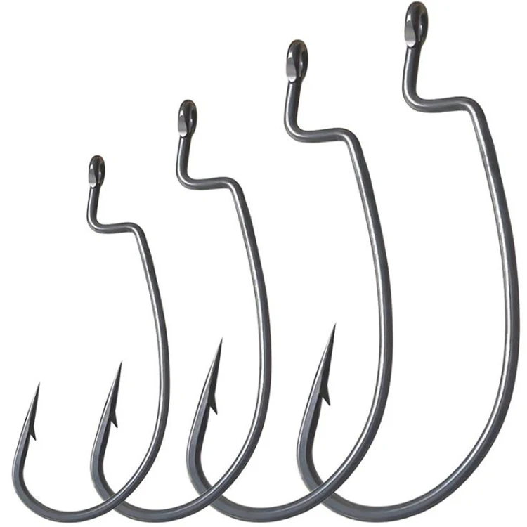 

WEIHE 3# 2# 1# 1/0# Wide Gap Sharp Soft Worm Hook Jig Crank Offset Hooks For Soft Fishing Lures Bass Barbed Fishhook, Iron grey