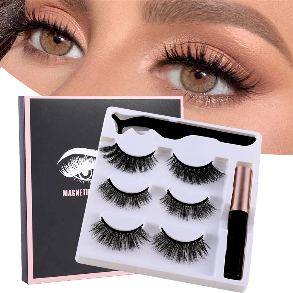 

Customized High Quality Handmade 3 Pairs 5 Pairs Eyelash Magnet Wholesale Magnetic Eyelashes Set