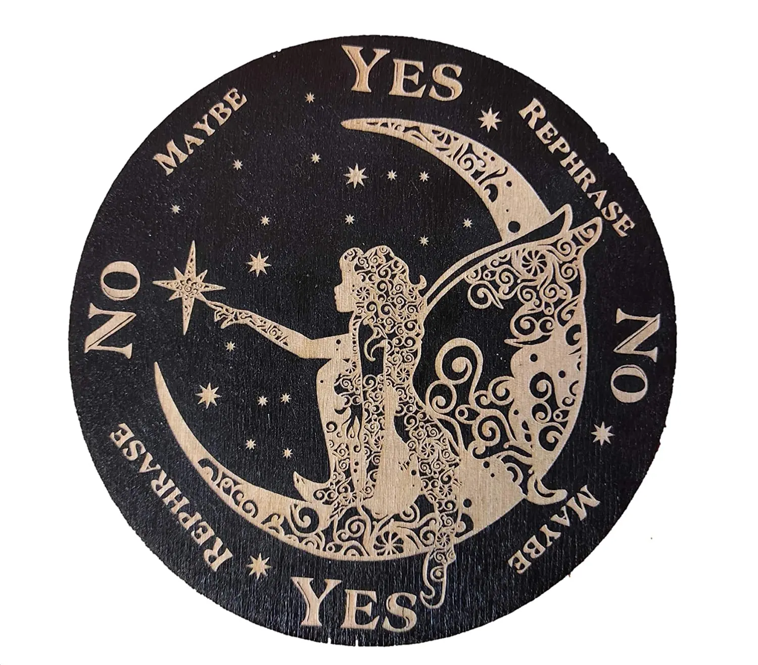 

Fairy On The Moon Black Pendulum Ouija Board For Answers Divination Tools For Occult Practices Altar Decor