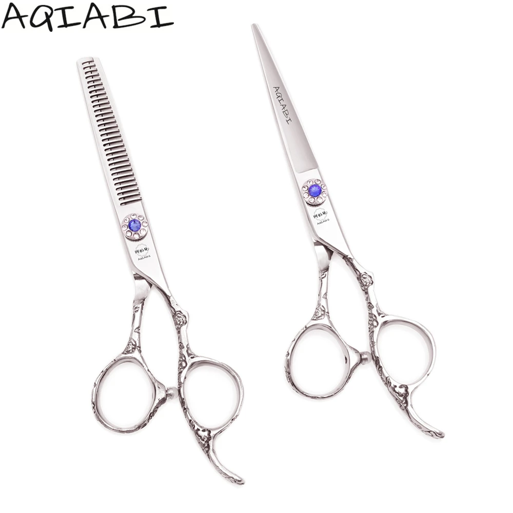 

Barber Scissors 5.5'' 6" AQIABI JP Stainless Hair Scissors Cutting Scissors Thinning Shears Shiny Plum Handle A9002