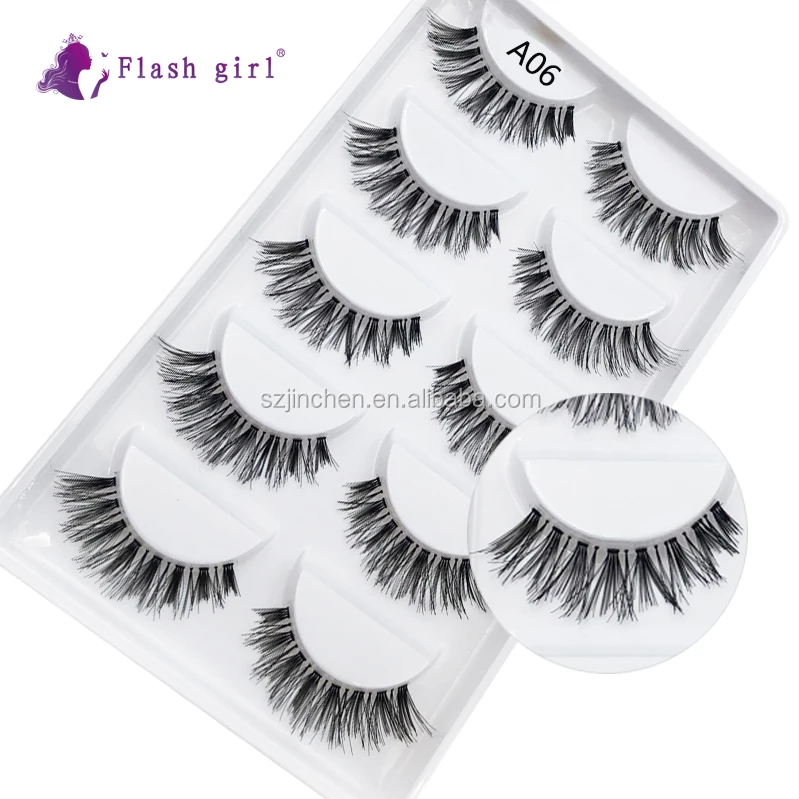 

Flash girl high quality transparent stem 100% handmade eyelash A06 synthetic hair private label premium silk false eyelashes, Natural black