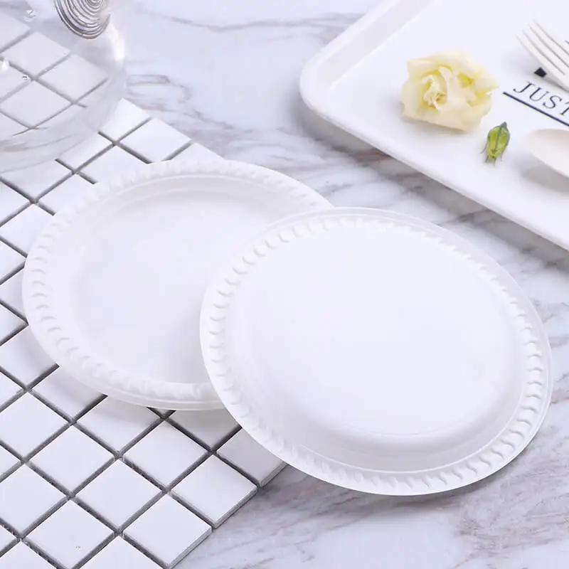 

10 inch disposable biodegradable plates, White/black/yellow/green