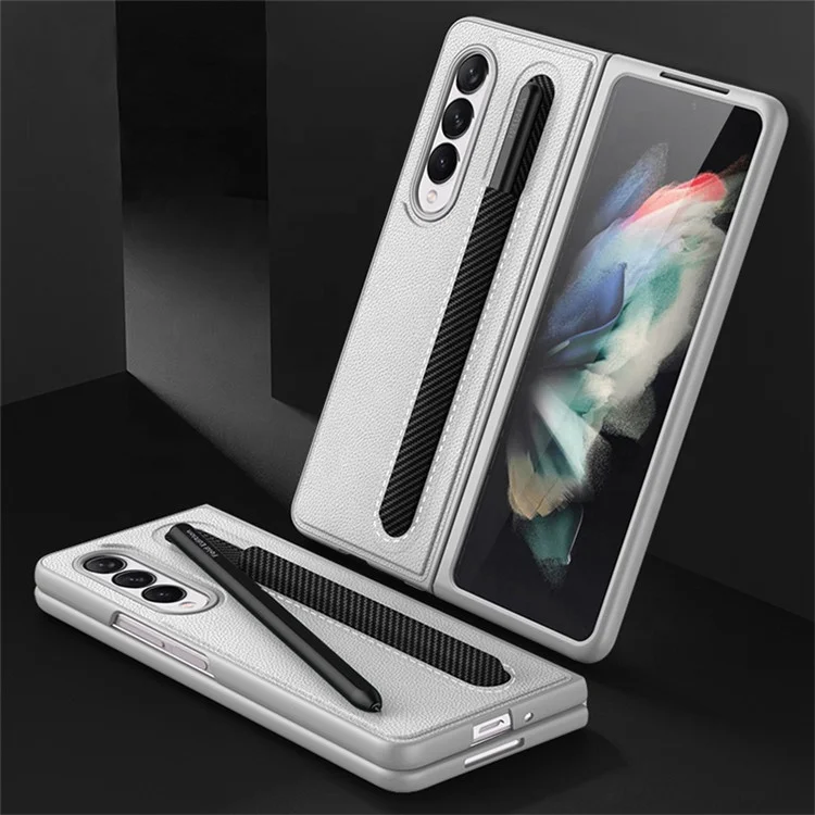 

New trendy luxury elegant PU leather with S pen fold edition holder slot cell phone back case for Samsung galaxy Z Fold 3 5G