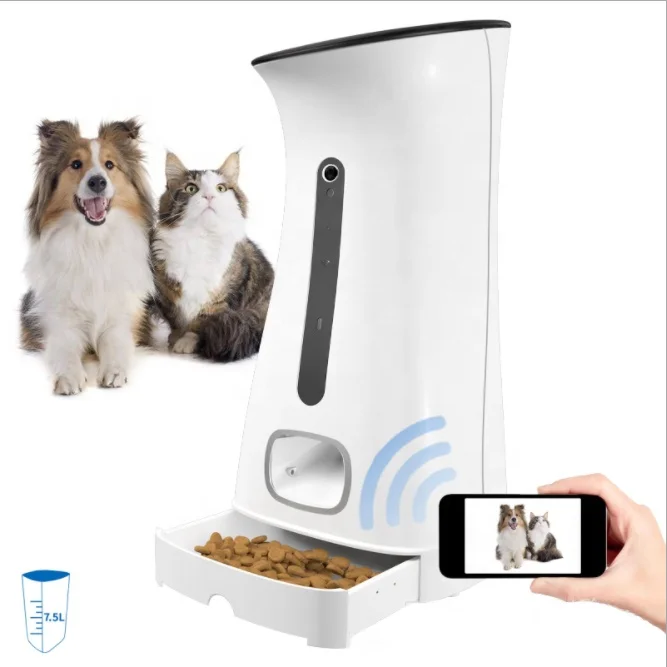 

2021 cat dog smart feeder automatic pet feeder for food dispenser with camera, Fully transparent