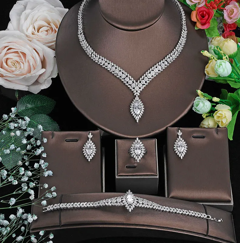 

Best sale copper jewelry set cubic zirconia bridal party Simple design jewelry set