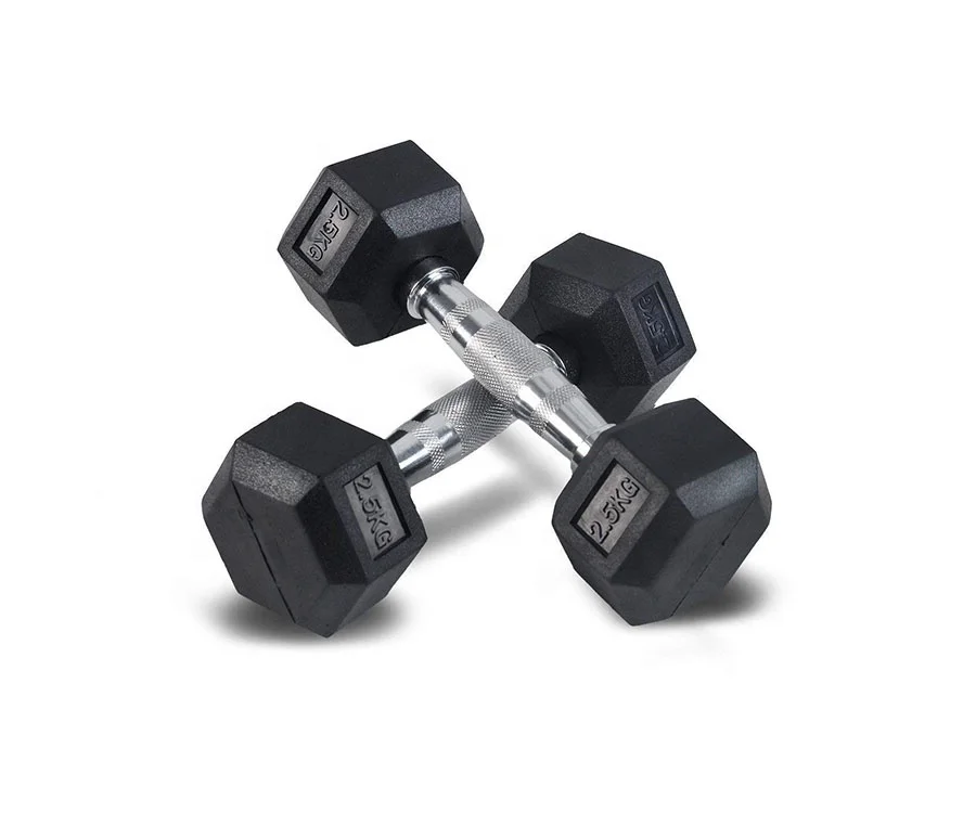 

New Style Sports Equipment Dumbbell Set Hex Rubber Dumbbell 7.5kg, Black