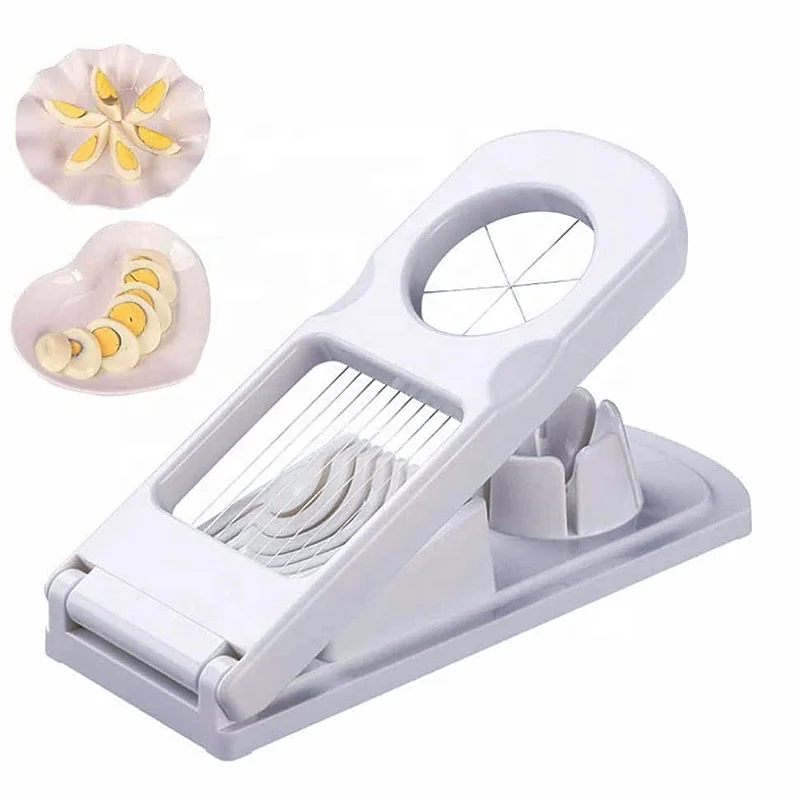 

Egg slicer cutter 2 in 1 stainless steel cutting wires egg slicer multi purpose egg dicer&wedger, White