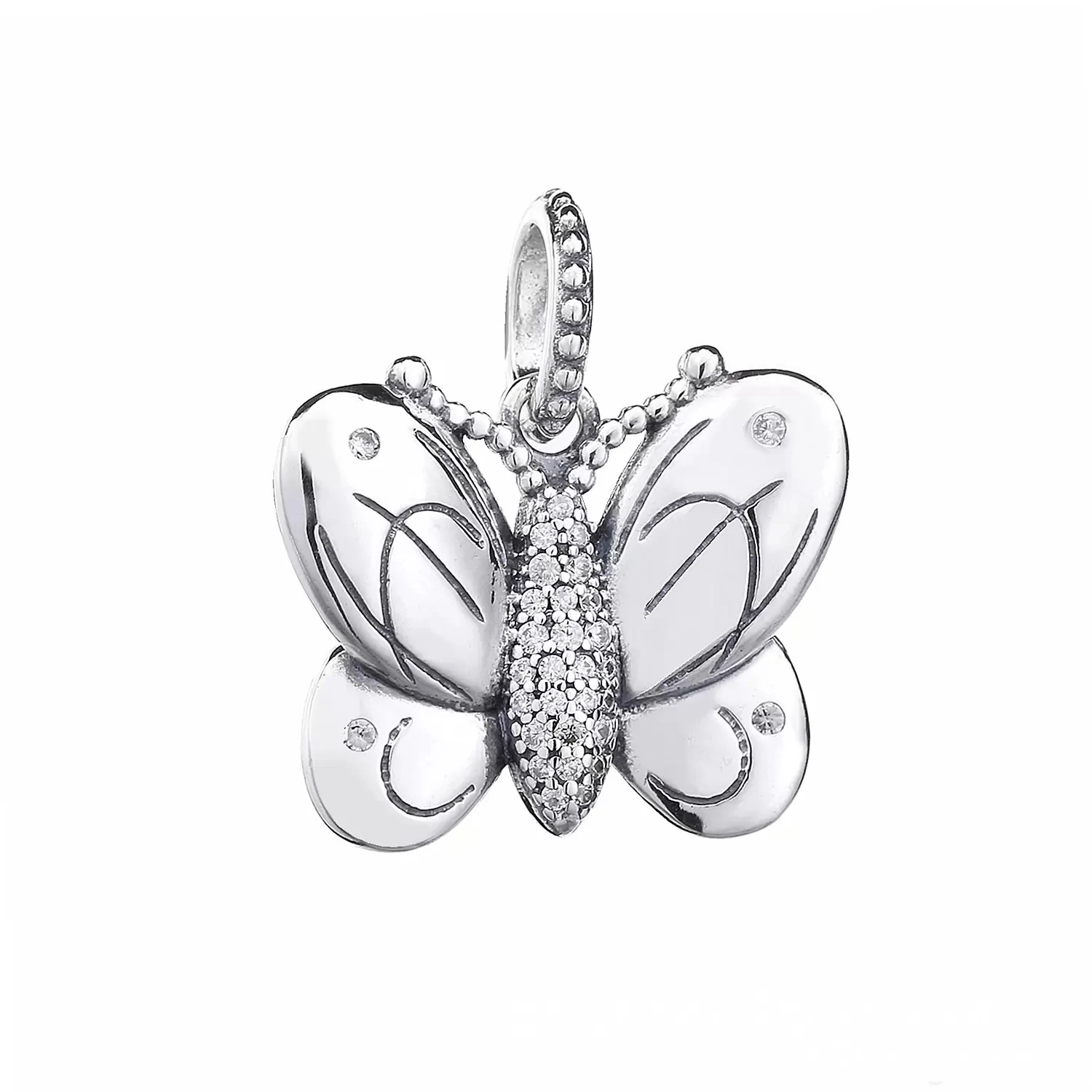 

2022 Spring New 925 Sterling Silver Sparking Butterfly Pendant Charm Bead Fits European Jewelry Charm Bracelets