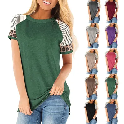 

Women European and American Leopard Shirts Hot Sale Female Fashion Sexy Short Sleeve Shirt