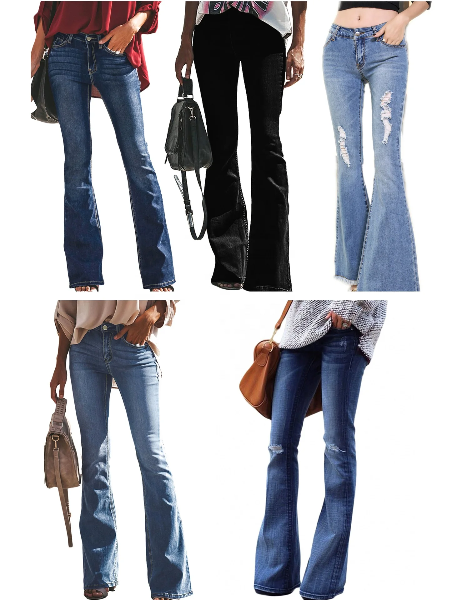 

AI50-9021 Big combination of European and American foreign trade explosion flared pants jeans