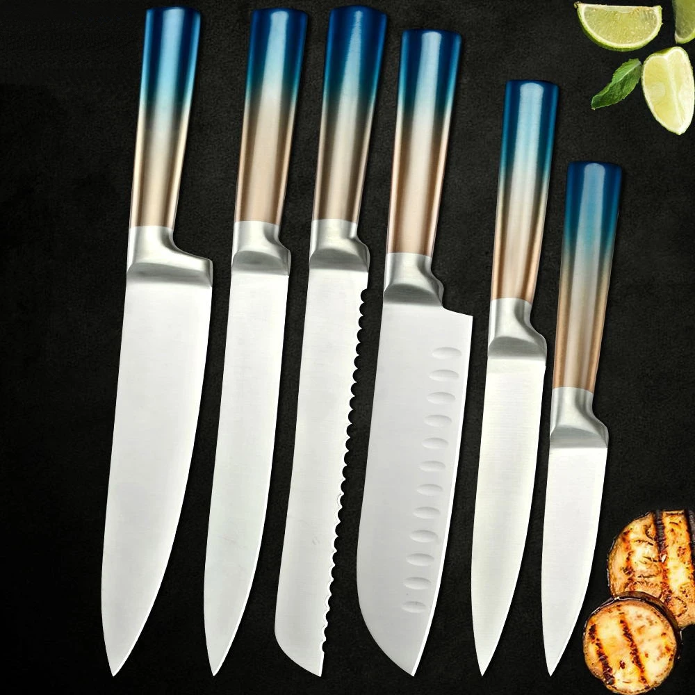 New Design 6pcs Knife Set With Ramp Shader Baking Varnish Handle Buy