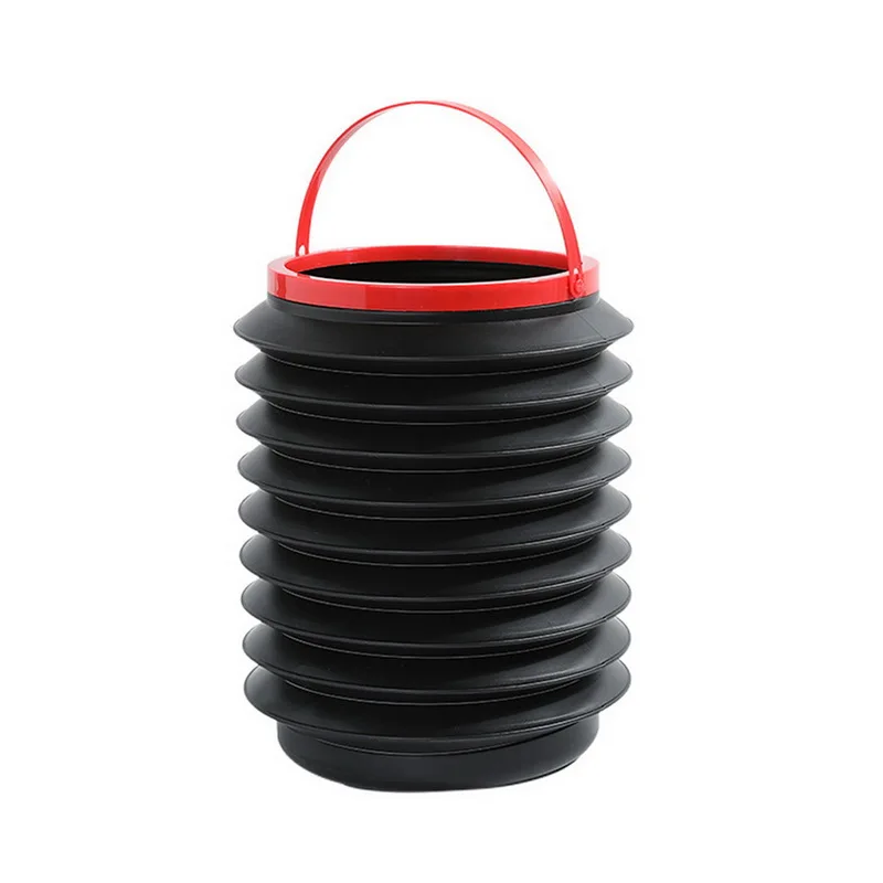 

Collapsible Trash Can Container 4 Liter Storage Bin Water Buet For Home Car, Black+red