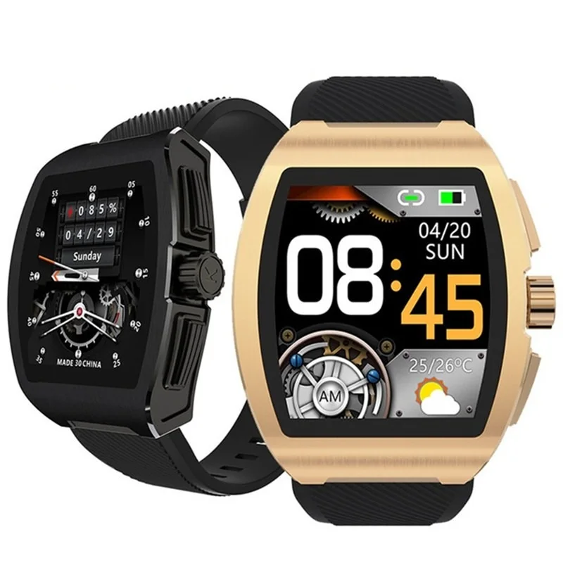 

New Luxury Business Men Smart Watch C1 Temperature Monitor IP68 waterproof Heart Rate Blood Pressure touch Smartwatch, Black white gold
