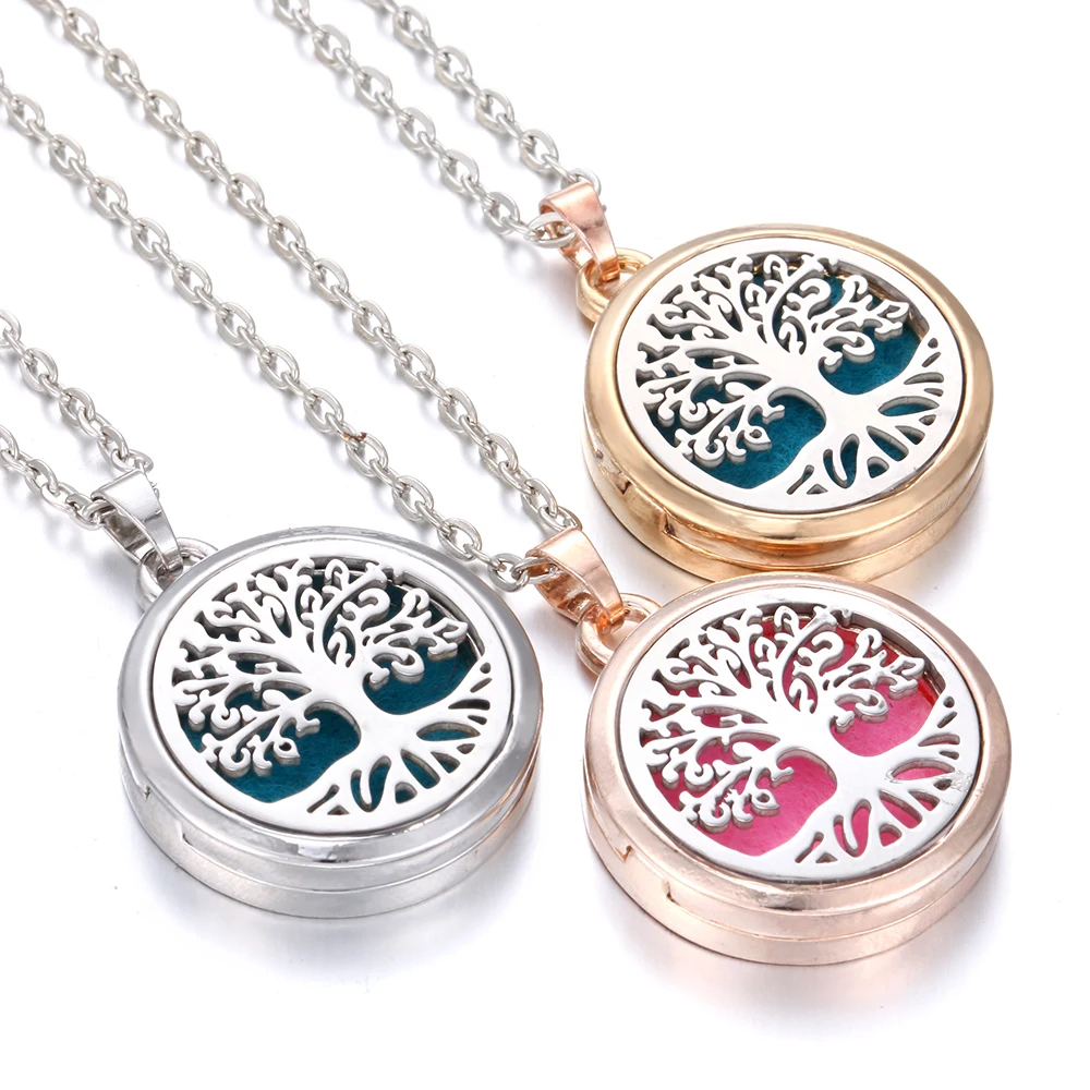 

Aromatherapy Essential Oil Diffuser Stainless Steel Tree Of Life Pendant Necklace