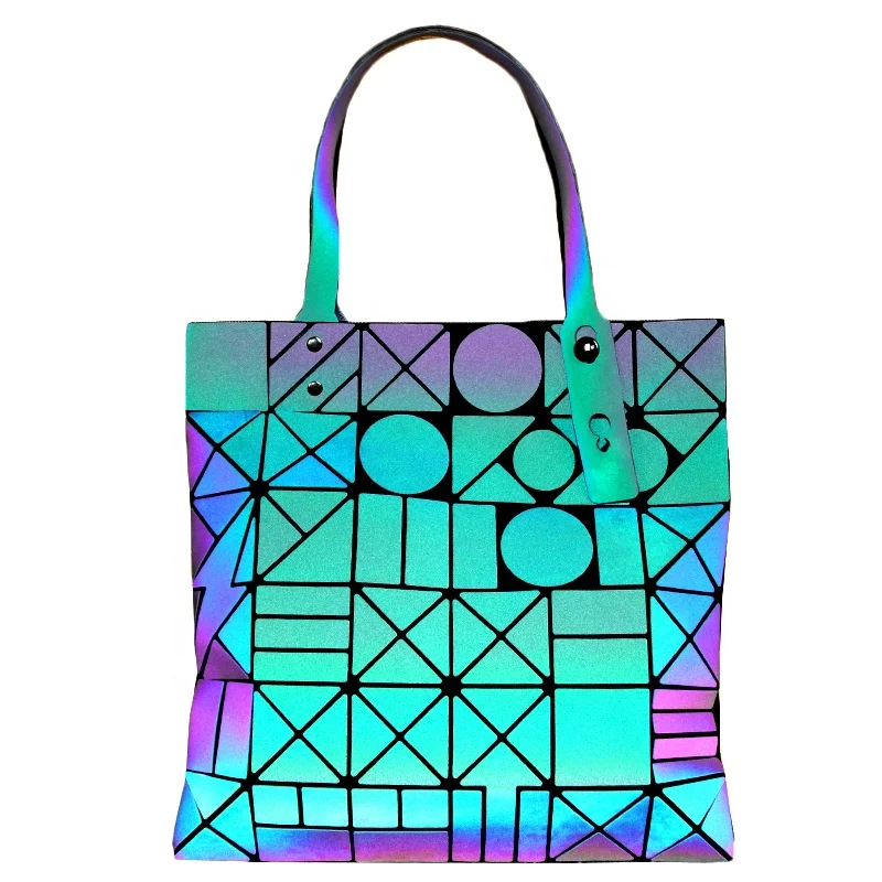 

Bags Woman Hand Luminous Geometric China Wholesale Tote Shopping Bag Custom