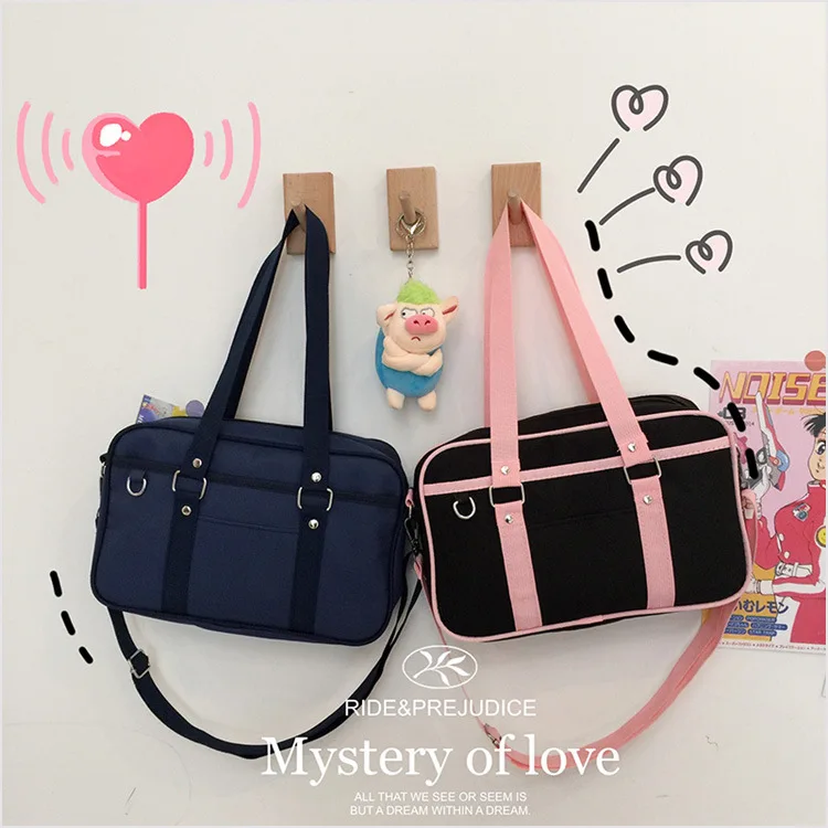 

Hot Sale Cosplay Student JK Uniform Handbags Solid Color Cute Lolita Crossbody Bags Nylon Tote Bags