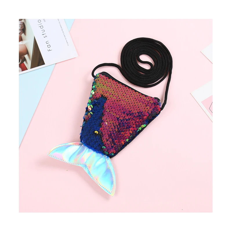

Mini Shining Bling Crossbody Bag Tails girls Mermaid Glitter wallets