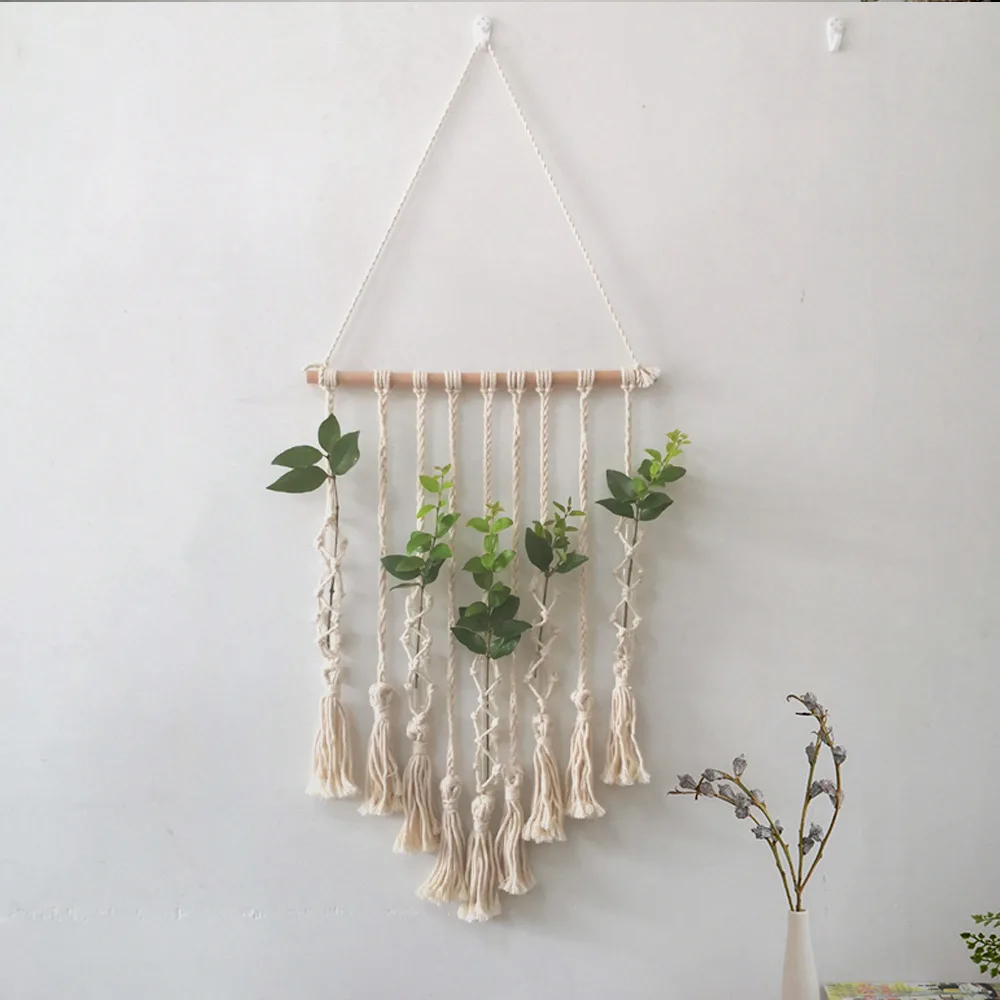 

New Design Handmade Woven Wall Hanging Tassels Put Flower Hanging Boho Home Decor