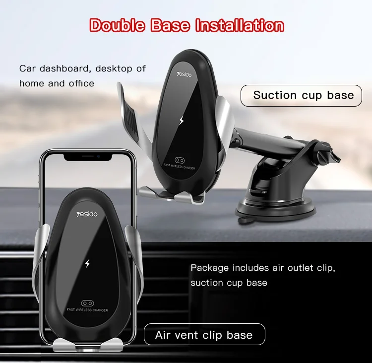Intelligent Air Vent Mobile Phone Car Holder Touch Control Cell Phone Holder Mount 10W Qi Wireless Car Charger