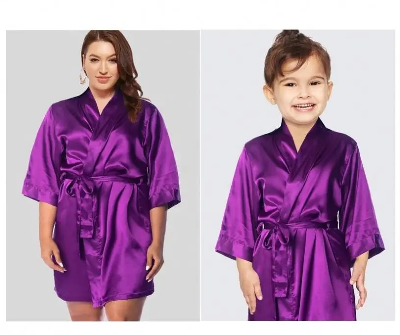 

2021 Women Plus Size Silk Robe Bridesmaid Plus Size Satin Robe