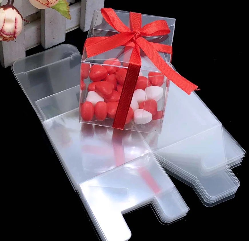 
Clear square PVC Birthday Gift Box Wedding Favor With Hook Transparent Chocolate Candy Eyelash Boxes 