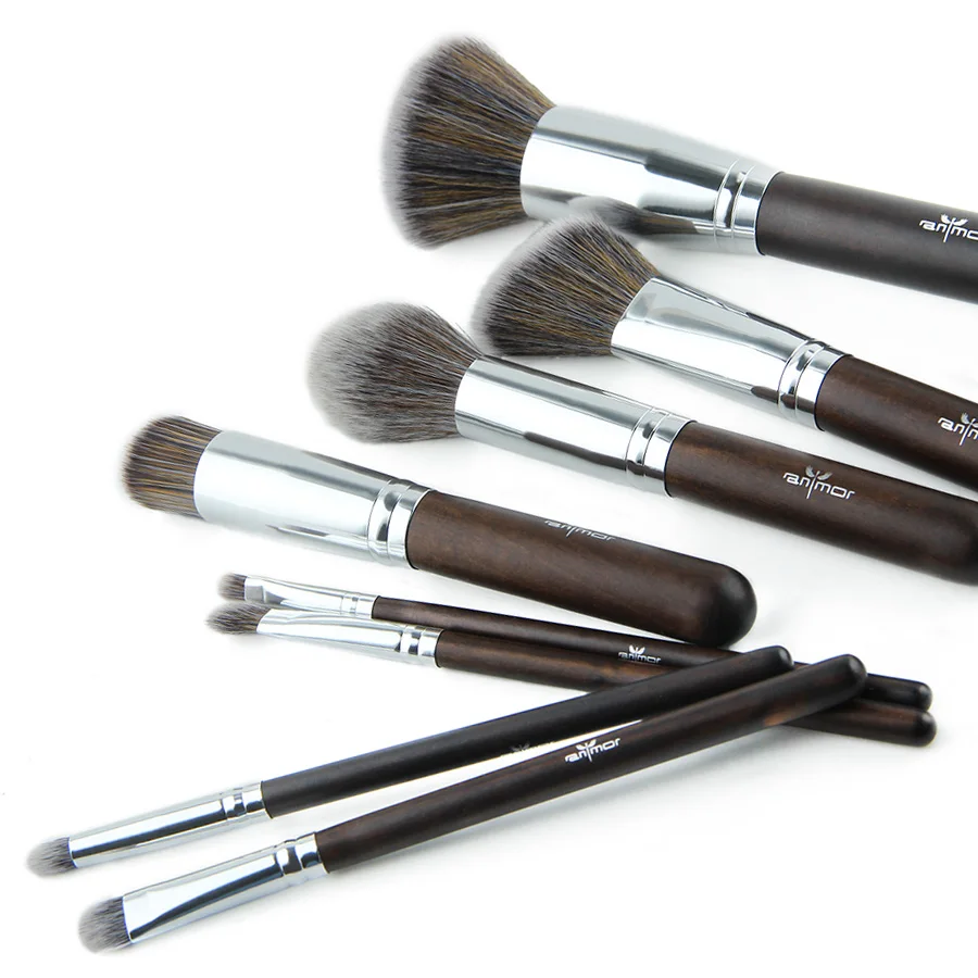 

8Pcs Powder Foundation Make Up Brushes Set Synthetic Hair Wooden Makeup Brush, Brown