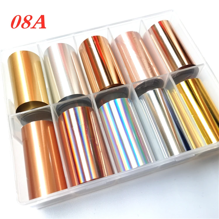 

2021 Factory Solid Pure Silver Gold Color Series Transfer Foil Nail Foil for Nail Art Sticker Decoration