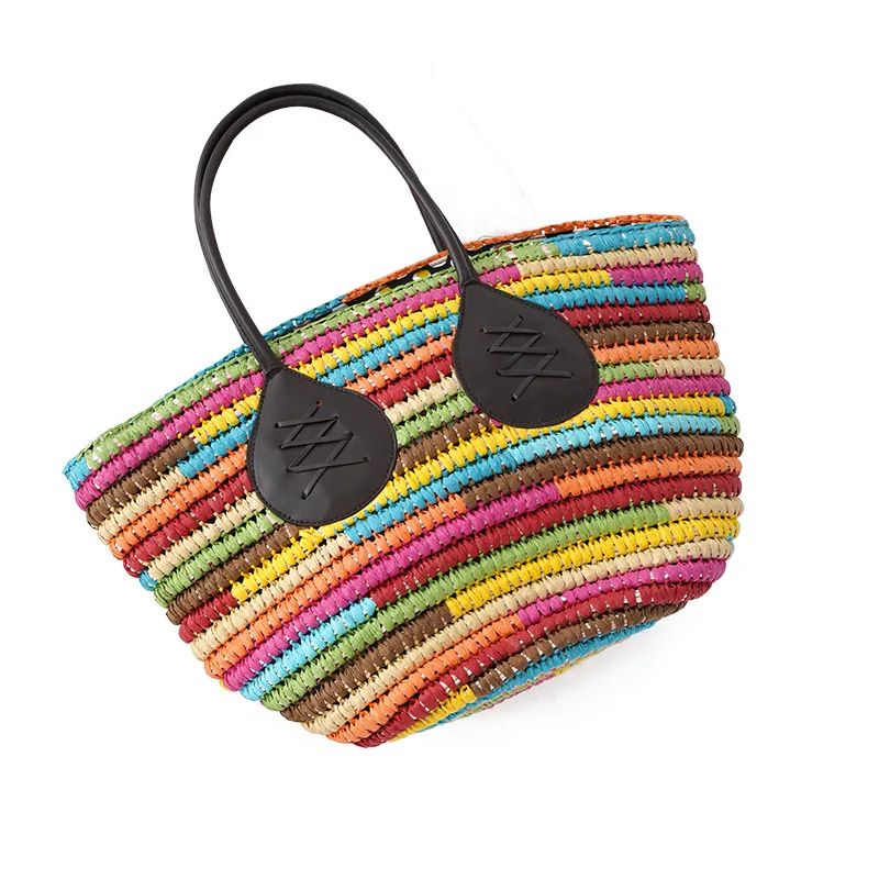 

Summer Round Straw Bags for Women Rattan Bag Handmade Woven Beach CrossBody Bag Female Message Handbags