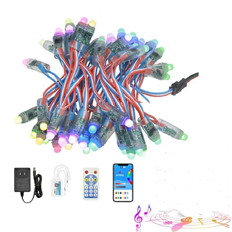 WS2811 Led String Lights Bluetooth APP Control Waterproof String light Color Changing  Lights Sync to Music  for TV  Part