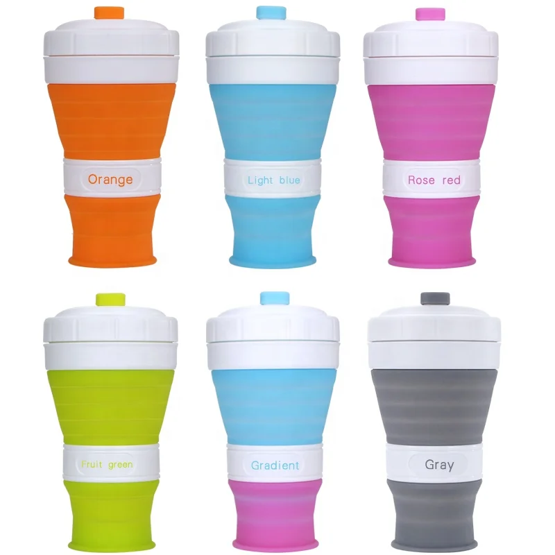
wholesale Custom Logo foldable plastic reusable silicone sleeve coffee cup 