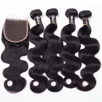 

10 A raw virgin Brazilian 3 body bundles hair weave with lace front closure