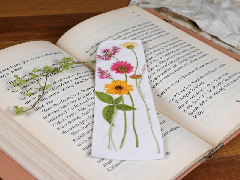 Handmade pressed flower bookmark with recycled paper