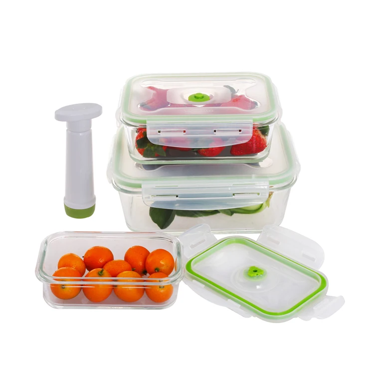 ecofriendly airtight food storage lunch boxes microwavable vacuum container with pump