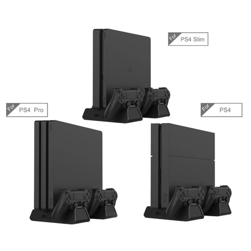 

PS4/PS4 Slim/PS4 PRO Vertical Stand With Cooling Fan Cooler Dual Controller Charger Charging Station For SONY Playstation 4 Pro