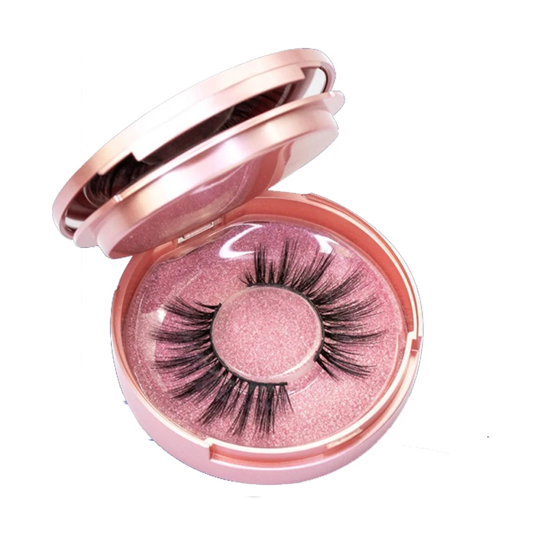 

Custom pink eyelash cases wholesale natural 3d cruelty free faux mink eyelashes vegan silk lash set supplies