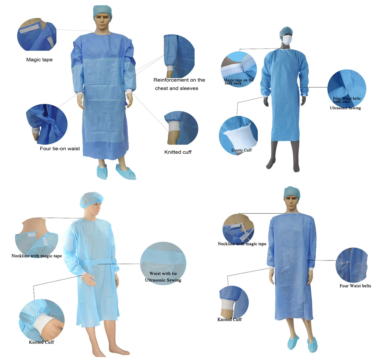 Dental Isolation Gown Liquid Resistant Pe Coated Pp Gowns Disposable ...