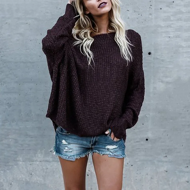

Winter hot sale fashion loose plus size sweater off shoulder sexy sweaters women
