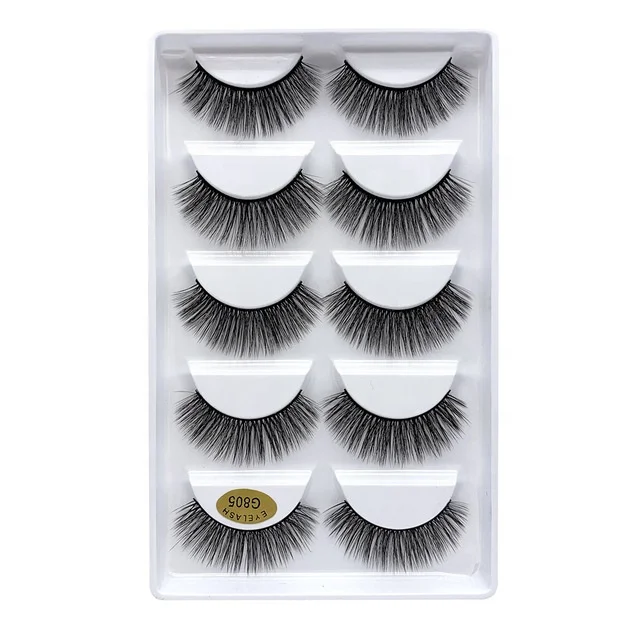 

High Quality Low Price Thick False Eyelash 5 Pairs Mink False Eyelash, Black