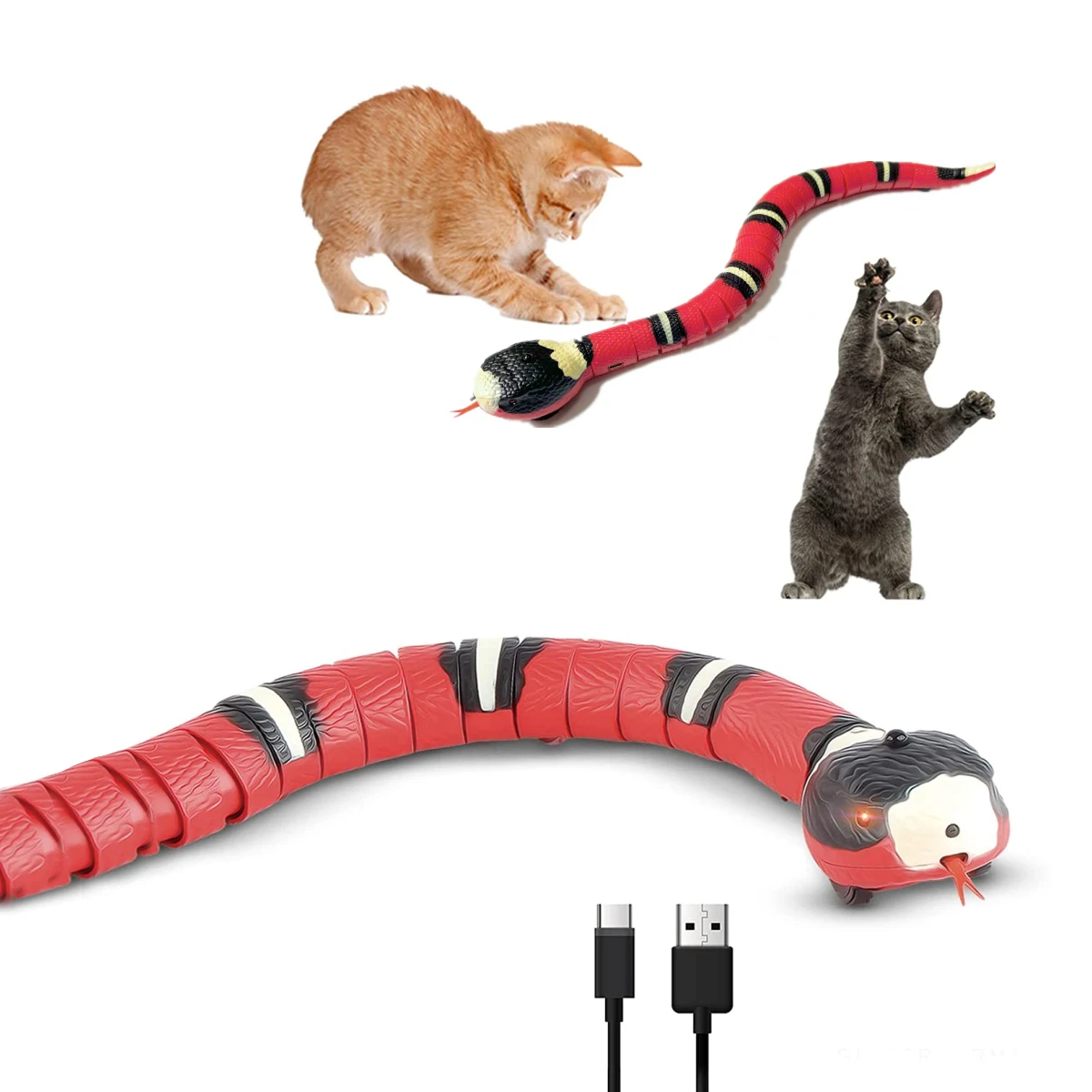 

Amazon hot selling cat snake toys rechargeable snake cat interactive toys, Picture showed