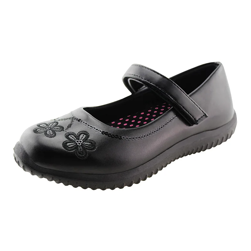 

Kids School Uniform Girl Mary Jane Flat black shoes Flower Note (Toddler/Little Kid)