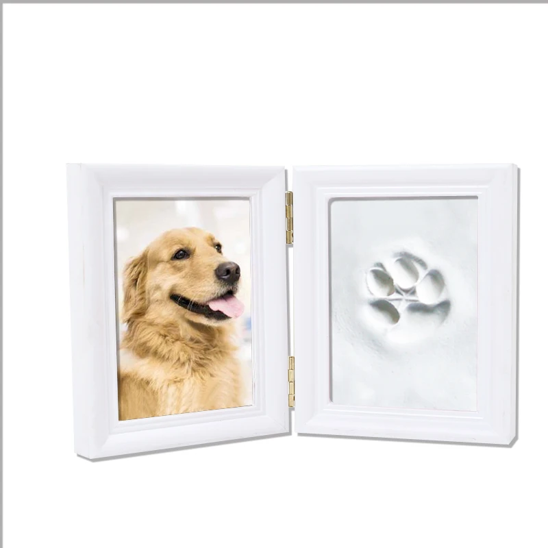 

Dog or Cat Paw Print Pet Keepsake Footprint Kit Photo Frame With Clay Pet Lovers Pet Memorial Picture Frame