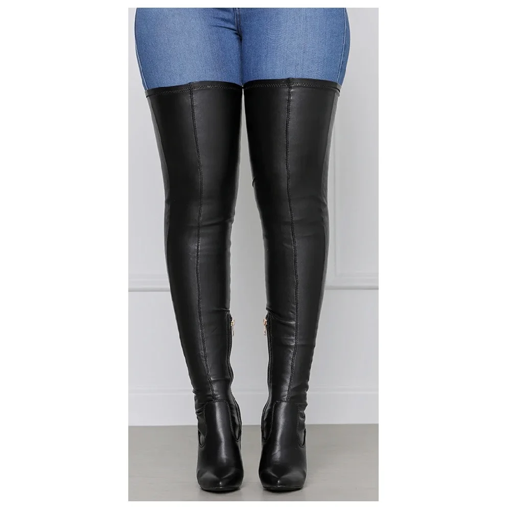 

BA610 2021 Winter 34 to 43 zipper decorated stylish Pu sexy cute heels women's thigh high boots with belt