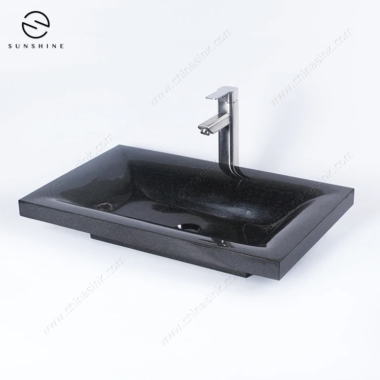 Black Natural Stone Counter Top Sinks Vessel Sink For Bathroom