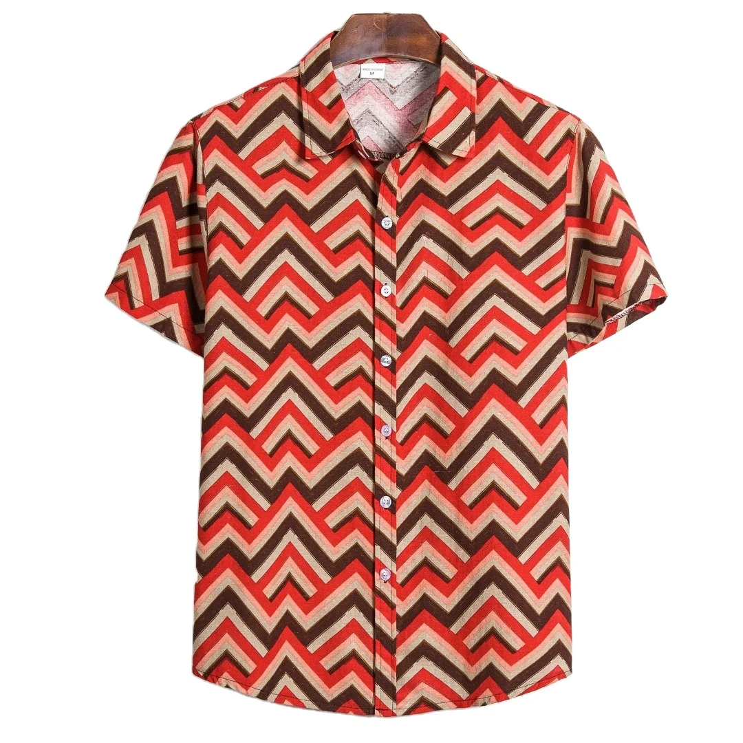 

2021 New Large Size Men's Short Sleeve Shirt Fashion Print Shirt British Style Men's Shirt