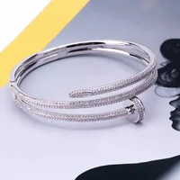 

Women Fashion Designed Custom Sterling Silver Crystal Nail Bracelets Nail Shaped Jewelry Bracelet