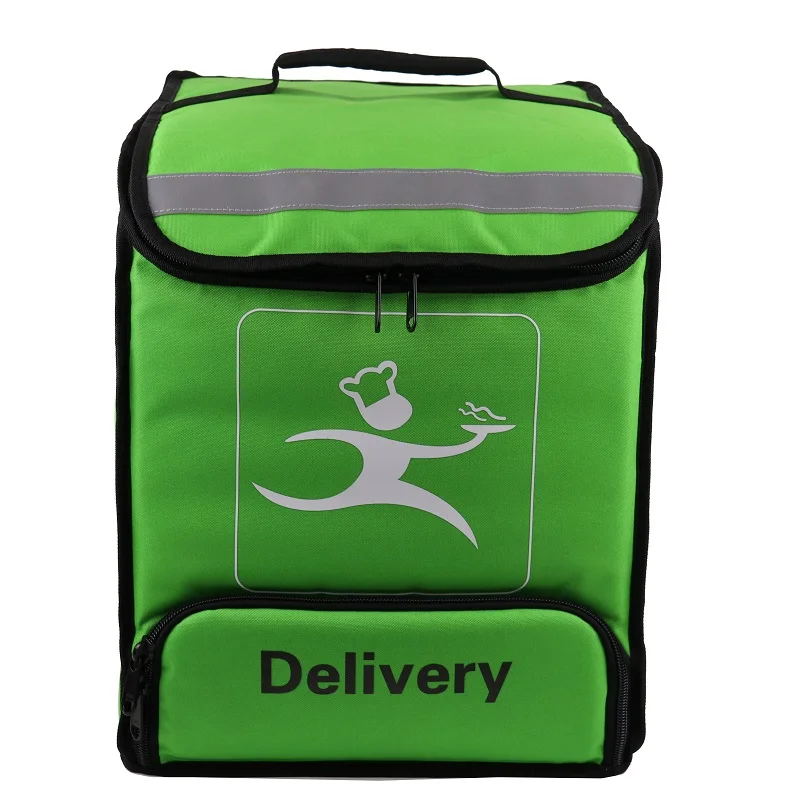 

Extra Large Doubledeck Insulated Pizza Food Delivery Backpack Bag, , With a Cup Holder, Green