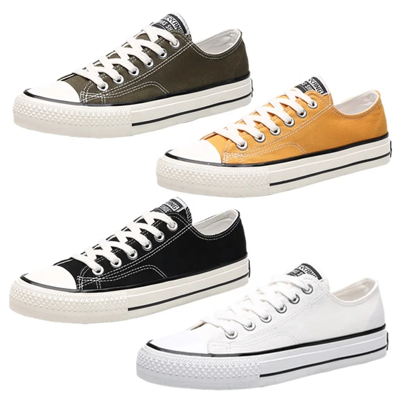 

Classic lace up men's canvas shoes casual shoes cheap wholesale, Black/orange